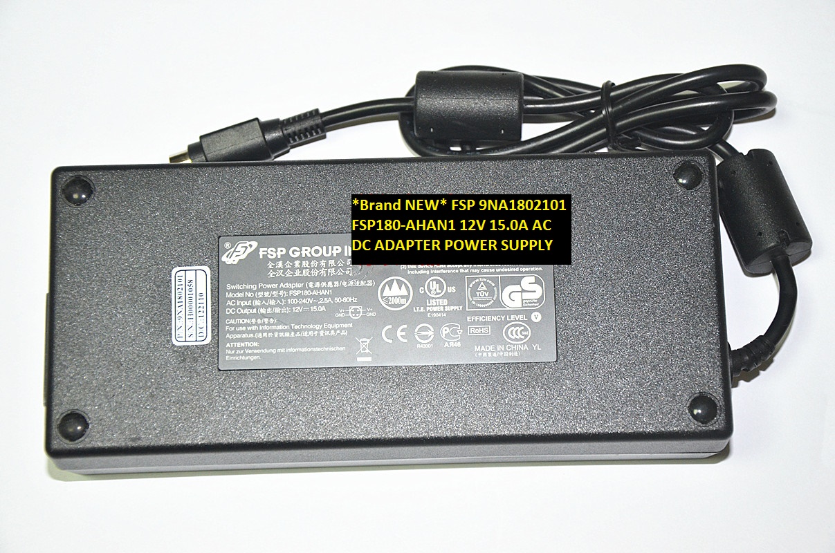 *Brand NEW*4pin 12V 15.0A AC DC ADAPTER AC100-240V FSP FSP180-AHAN1 9NA1802101 POWER SUPPLY